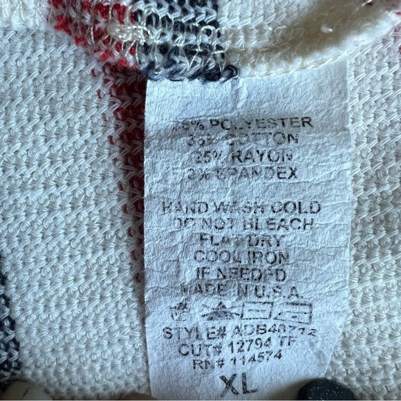 Pleione Sz XL Striped Top Short Bell Sleeve Ruffle - Picture 8 of 8